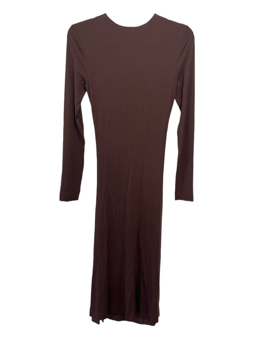 Ninety Percent Size XS Brown Tencel Blend Round Neck Long Sleeve Maxi Dress Brown / XS