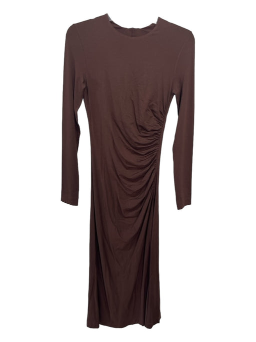Ninety Percent Size XS Brown Tencel Blend Round Neck Long Sleeve Maxi Dress Brown / XS