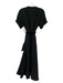 XiRENA Size XS Black Cotton Wrinkle Affect Button Up Short Sleeve Maxi Dress Black / XS