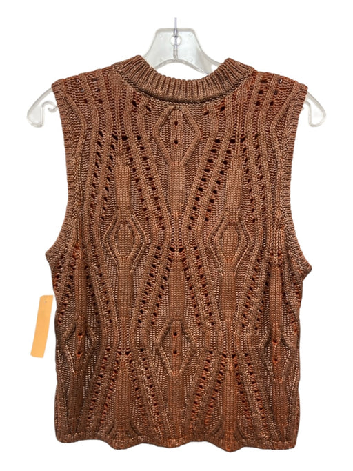 Marie Oliver Size M Burnt Orange & Gold Cotton & Nylon Cable Knit Sweater Burnt Orange & Gold / M
