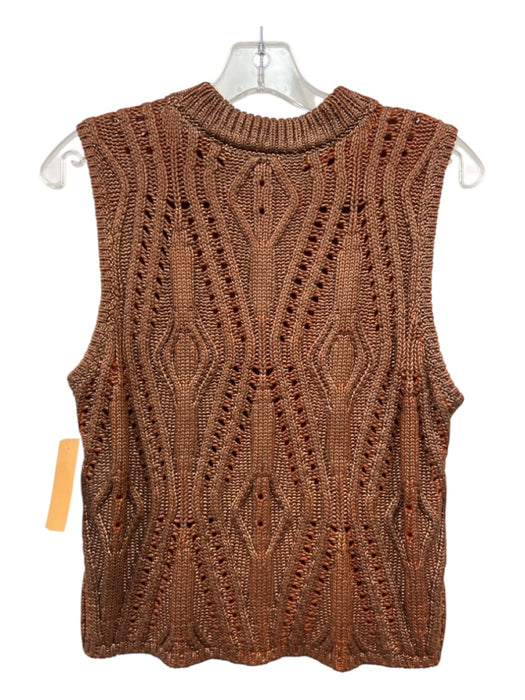 Marie Oliver Size M Burnt Orange & Gold Cotton & Nylon Cable Knit Sweater Burnt Orange & Gold / M