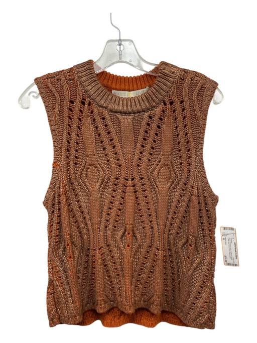 Marie Oliver Size M Burnt Orange & Gold Cotton & Nylon Cable Knit Sweater Burnt Orange & Gold / M