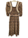 Sea New York Size XS Brown, Orange, White Cotton Half Puff Sleeve Floral Dress Brown, Orange, White / XS