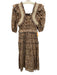 Sea New York Size XS Brown, Orange, White Cotton Half Puff Sleeve Floral Dress Brown, Orange, White / XS