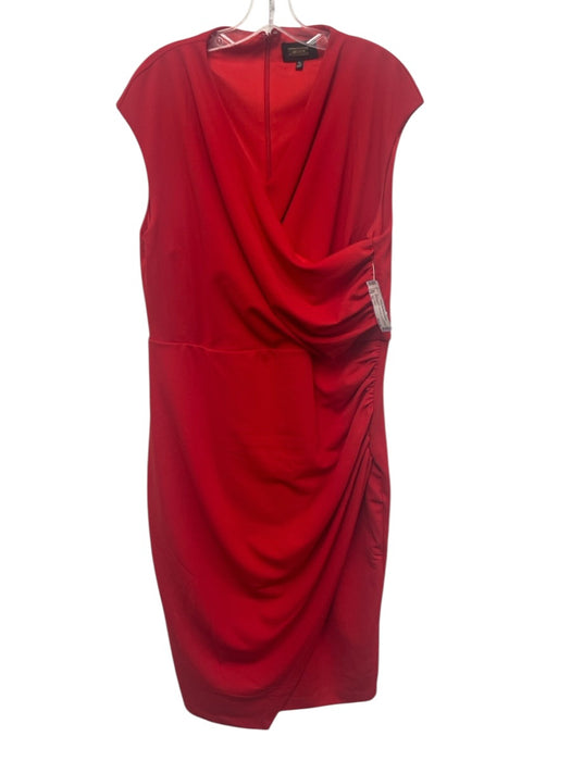 Alexia Admor Size XL Red Polyester Sleeveless Ruched Midi Dress Red / XL