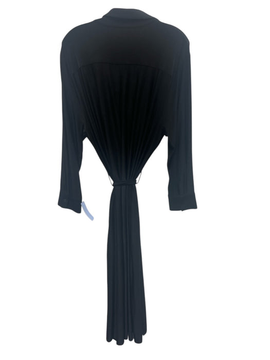 L'agence Size XL Black Acetate Blend Long Sleeve Button Front Midi Dress Black / XL