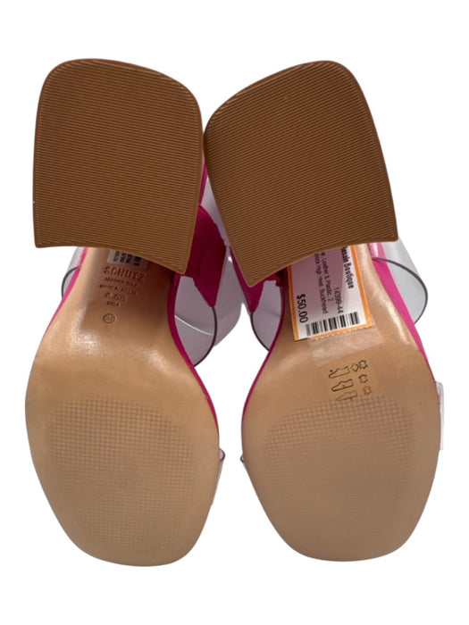 Schutz Shoe Size 8.5 Hot Pink & Clear Leather & Plastic 2 Strand Mule Sandals Hot Pink & Clear / 8.5