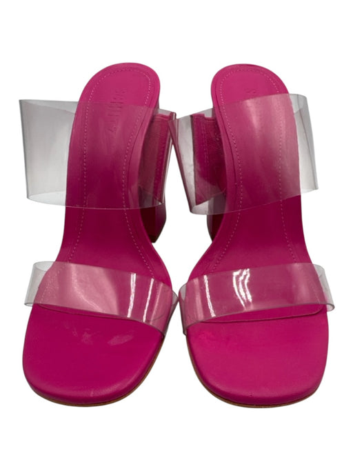 Schutz Shoe Size 8.5 Hot Pink & Clear Leather & Plastic 2 Strand Mule Sandals Hot Pink & Clear / 8.5