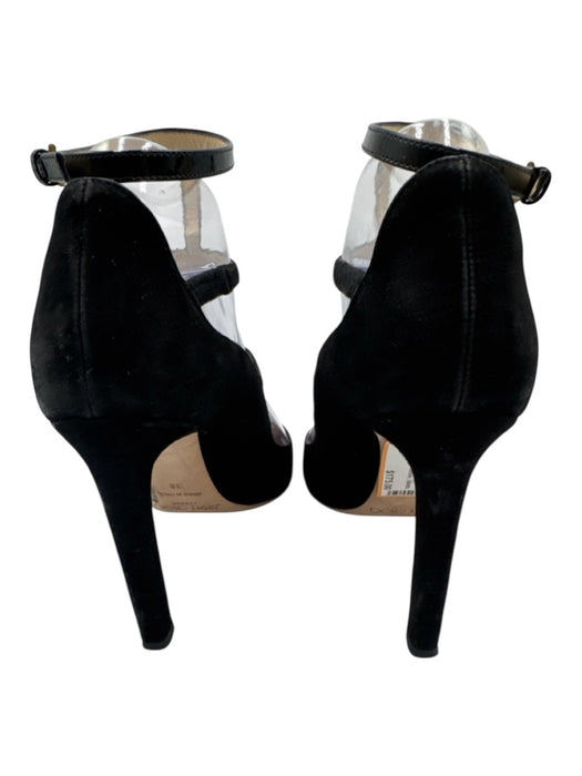 Jimmy Choo Shoe Size 38 Black Suede & Patent Leather Round Toe T Strap Pumps Black / 38
