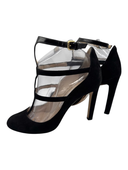 Jimmy Choo Shoe Size 38 Black Suede & Patent Leather Round Toe T Strap Pumps Black / 38