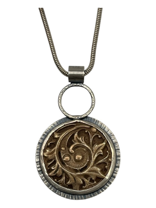 Dawn Middleton Silver & Bronze 925 Silver Bronze Leaf Pendant Necklace Silver & Bronze