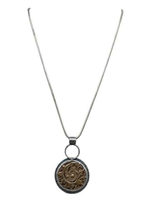 Dawn Middleton Silver & Bronze 925 Silver Bronze Leaf Pendant Necklace Silver & Bronze