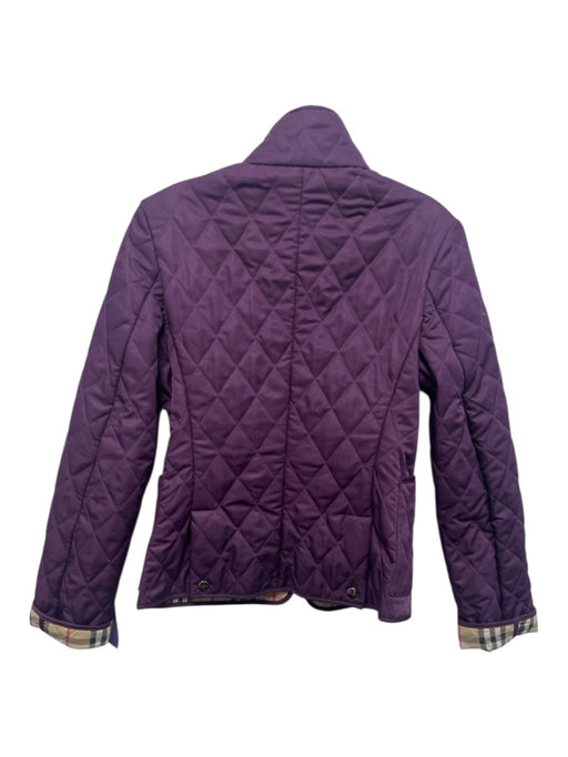 Burberry Size Est S Purple Missing Fabric Tag Quilted Zip Front Pocketed Jacket Purple / Est S