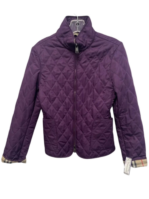 Burberry Size Est S Purple Missing Fabric Tag Quilted Zip Front Pocketed Jacket Purple / Est S