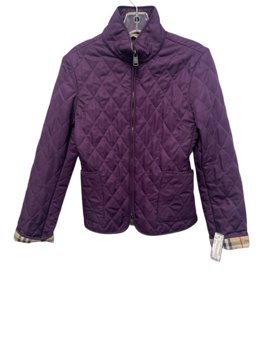 Burberry Size Est S Purple Missing Fabric Tag Quilted Zip Front Pocketed Jacket Purple / Est S