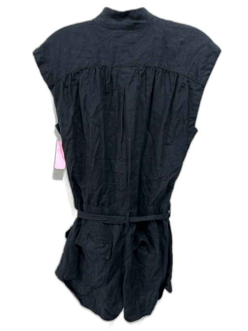 Frame Size S Black Linen Sleeveless Button Up Tie Waist Romper Black / S