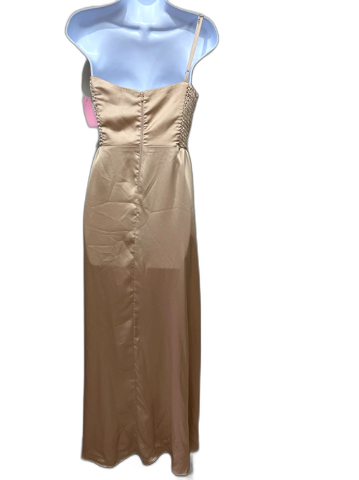 Show Me Your Mumu Size M Light Pink Satin Spaghetti Strap One Shoulder slit Gown Light Pink / M