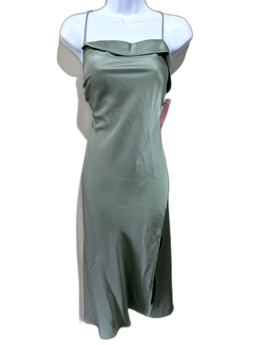 ASTR Size M Slate Blue Polyester Satin Cowl Neck Criss Cross Back slit Dress Slate Blue / M