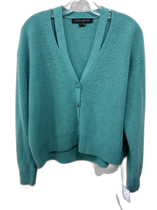 Skull Cashmere Size S Teal Blue Cashmere Ribbed Shoulder Cut Out Cardigan Teal Blue / S