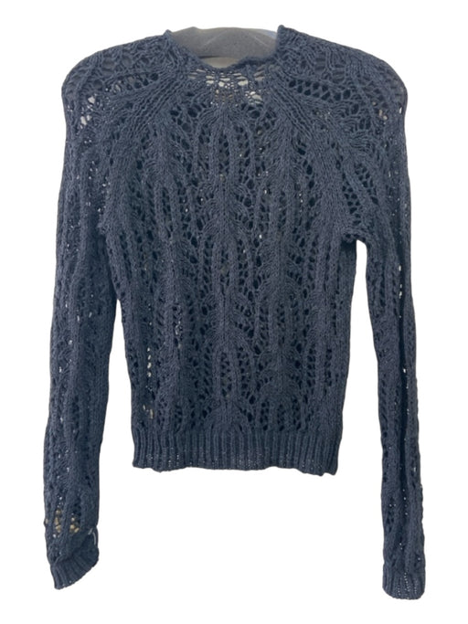 Ulla Johnson Size S Black Cotton Blend Open Knit Long Sleeve Sweater Black / S