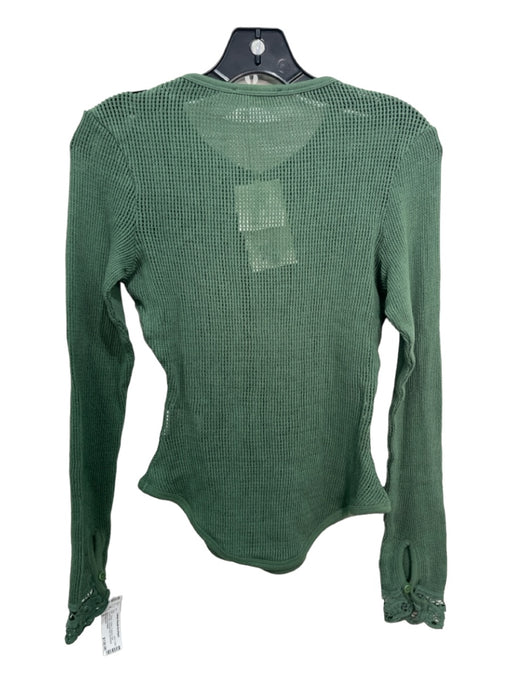 Ulla Johnson Size S Green Cotton Pullover Knit Curved Hem keyhole front Top Green / S