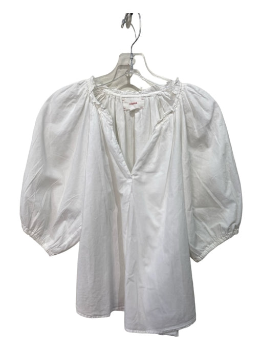 XiRENA Size XS White Cotton 3/4 Puff Sleeve V Neck Top White / XS