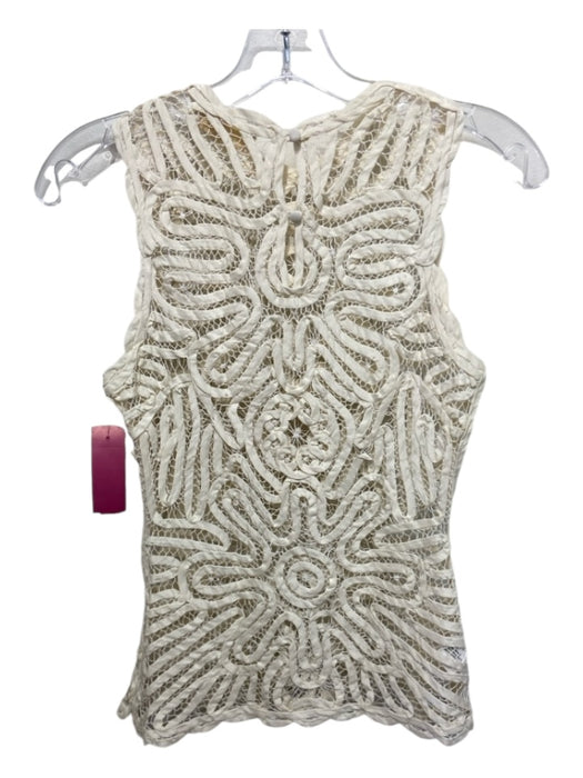 Ulla Johnson Size 0 Cream Cotton & Silk Sleeveless Keyhole Crochet Lace Top Cream / 0