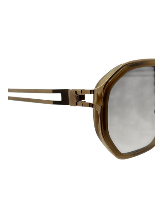 Mykita Brown, Beige & Gold Acetate Hexagon Gradient Matte Arms Sunglasses Brown, Beige & Gold
