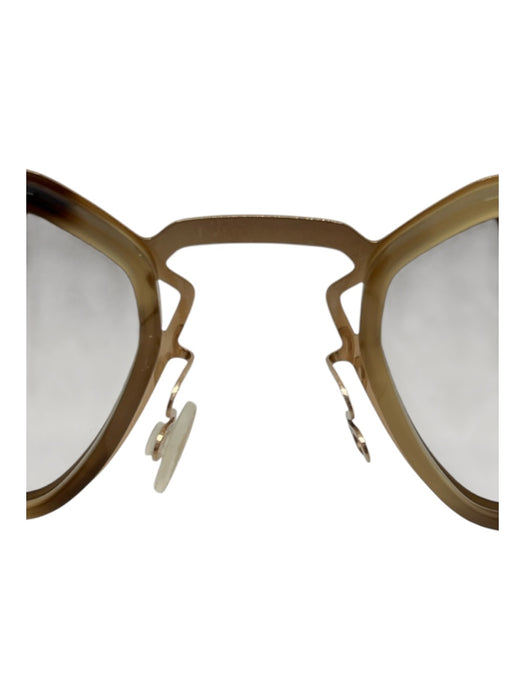 Mykita Brown, Beige & Gold Acetate Hexagon Gradient Matte Arms Sunglasses Brown, Beige & Gold