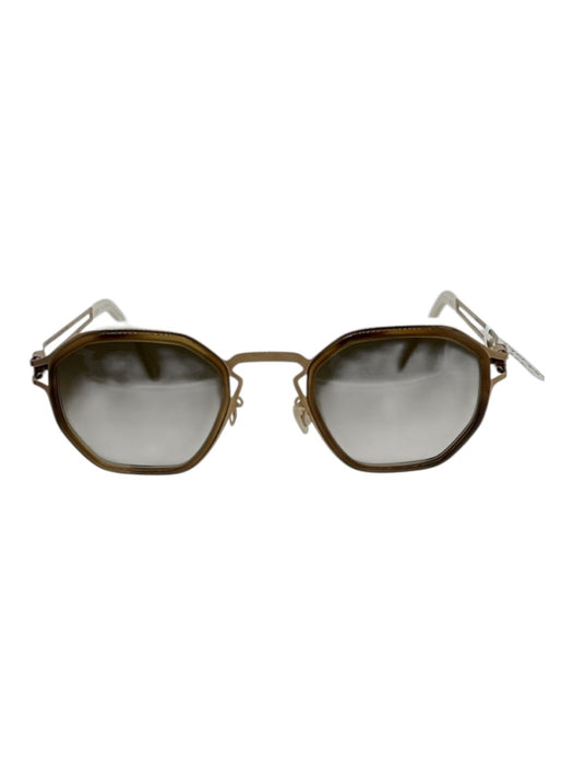 Mykita Brown, Beige & Gold Acetate Hexagon Gradient Matte Arms Sunglasses Brown, Beige & Gold