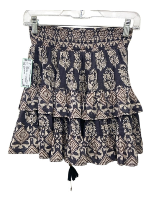 Bell by Alica Bell Size XS Plum & Beige Cotton Drawstring Tassle Detail Skirt Plum & Beige / XS