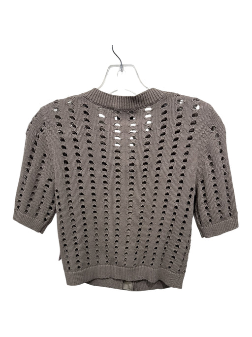 27 Miles Size XS Taupe Gray Cotton Open Knit Short Sleeve Button up Sweater Taupe Gray / XS