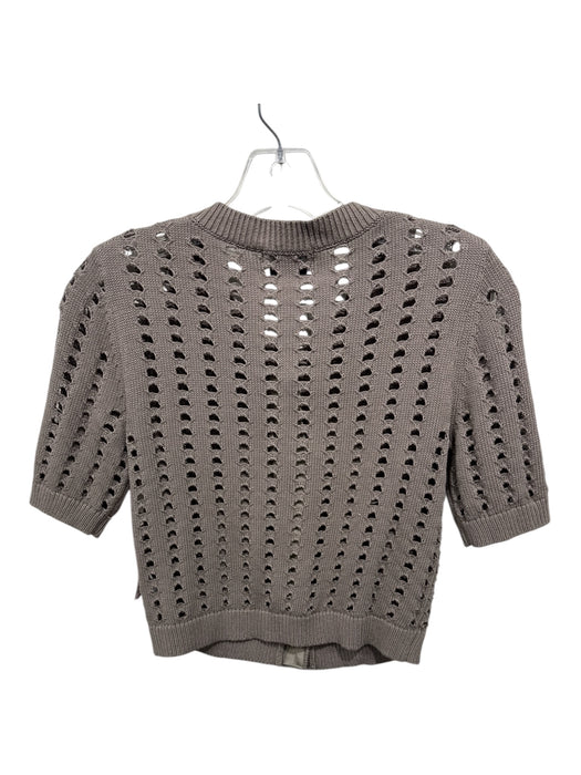 27 Miles Size XS Taupe Gray Cotton Open Knit Short Sleeve Button up Sweater Taupe Gray / XS