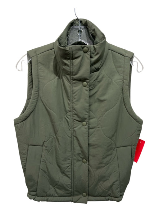Prana Size XS Sage green Nylon & Polyester Faux Shearling Quilted High Neck Vest Sage green / XS