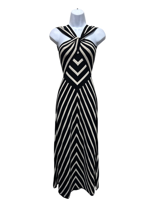 Zimmerman Size 0 Black & White Viscose Blend Sleeveless Striped Maxi Dress Black & White / 0