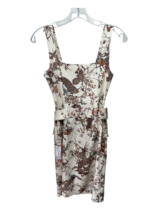 L'agence Size 0 Cream White, Brown, Multi Cotton Blend Flora & Fauna Dress Cream White, Brown, Multi / 0