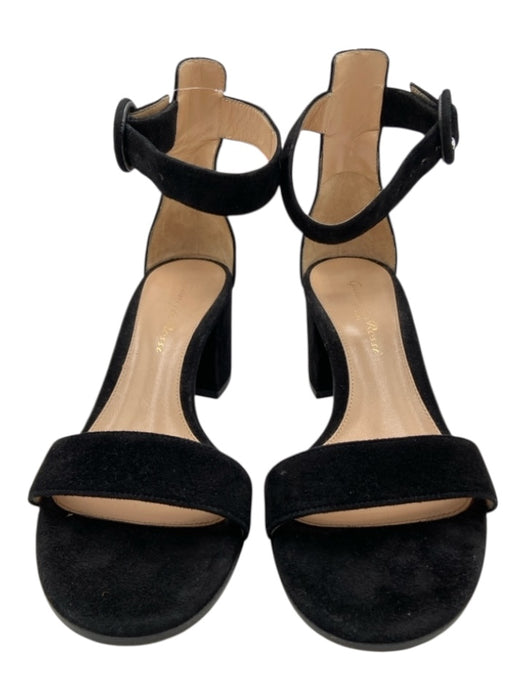 Gianvito Rossi Shoe Size 35 Black Suede Upper Solid Ankle Strap Sandals Black / 35