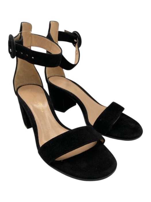 Gianvito Rossi Shoe Size 35 Black Suede Upper Solid Ankle Strap Sandals Black / 35