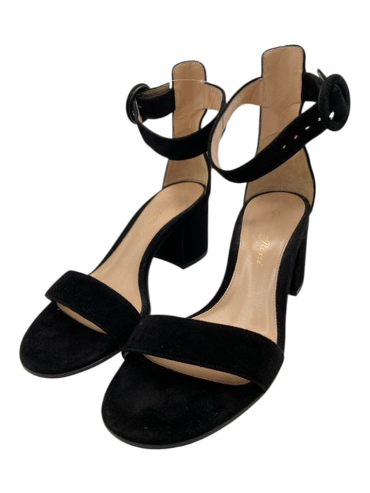Gianvito Rossi Shoe Size 35 Black Suede Upper Solid Ankle Strap Sandals Black / 35