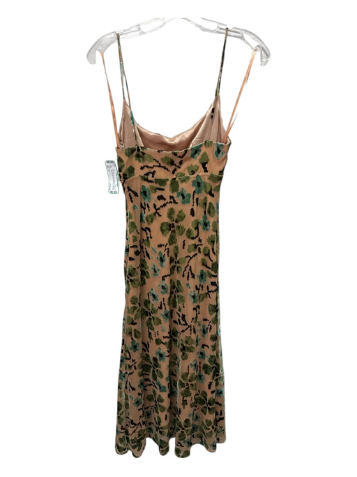 Staud Size 0 Tan, Green & Aqua Viscose & Acetate Velvet Burnout Maxi Dress Tan, Green & Aqua / 0