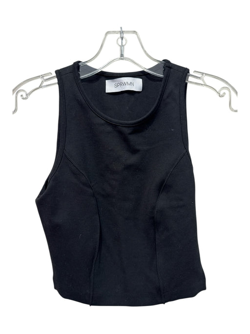 SPRWMN Size S Black Rayon Blend Sleeveless Princess Seams Side Zip Tank Top Black / S