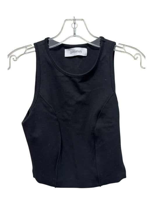 SPRWMN Size S Black Rayon Blend Sleeveless Princess Seams Side Zip Tank Top Black / S