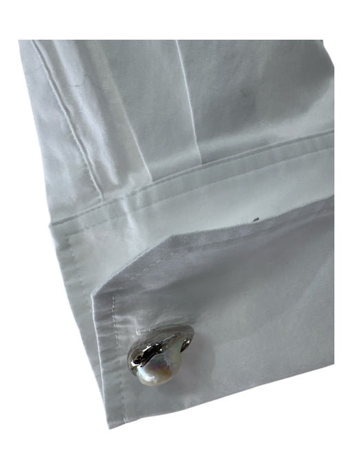 A.L.C. Size 0 White Cotton Long Sleeve Button Up Silver Buttons Cufflinks Top White / 0