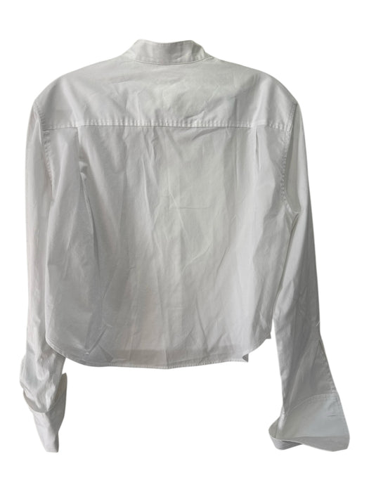 A.L.C. Size 0 White Cotton Long Sleeve Button Up Silver Buttons Cufflinks Top White / 0