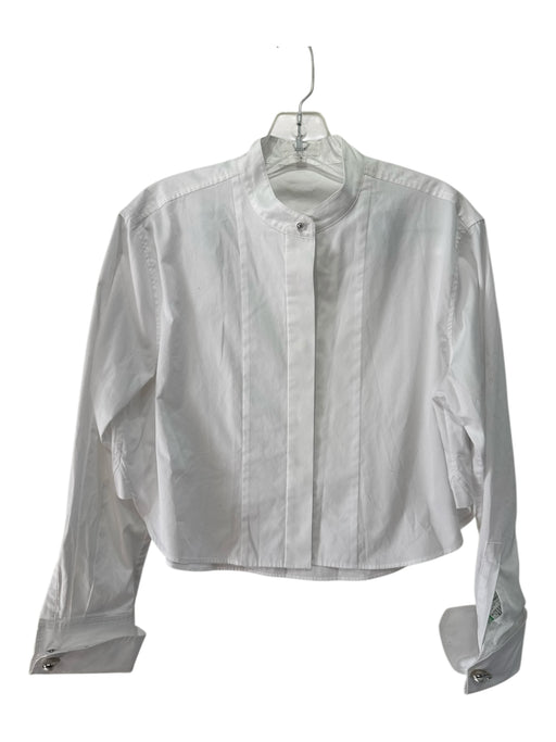 A.L.C. Size 0 White Cotton Long Sleeve Button Up Silver Buttons Cufflinks Top White / 0