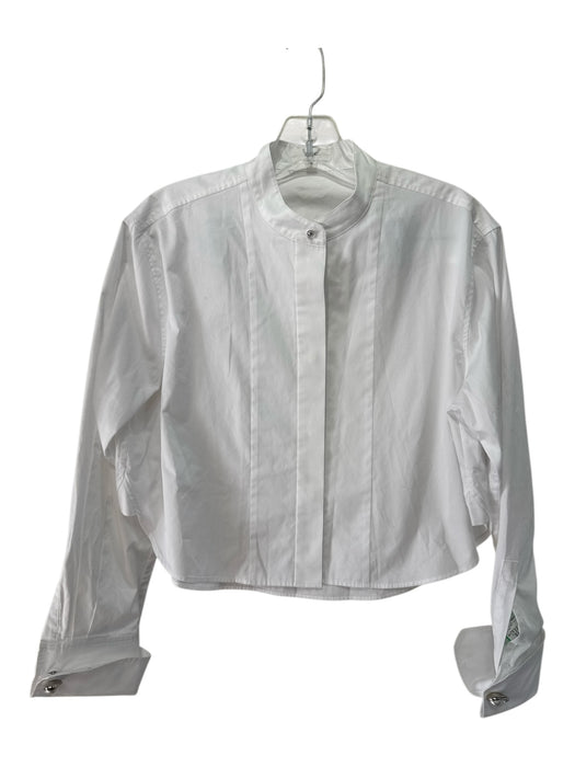 A.L.C. Size 0 White Cotton Long Sleeve Button Up Silver Buttons Cufflinks Top White / 0