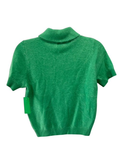 27 Miles Size XS Green No Fabric Tag Fuzzy Short Sleeve 1/4 Button Sweater Green / XS