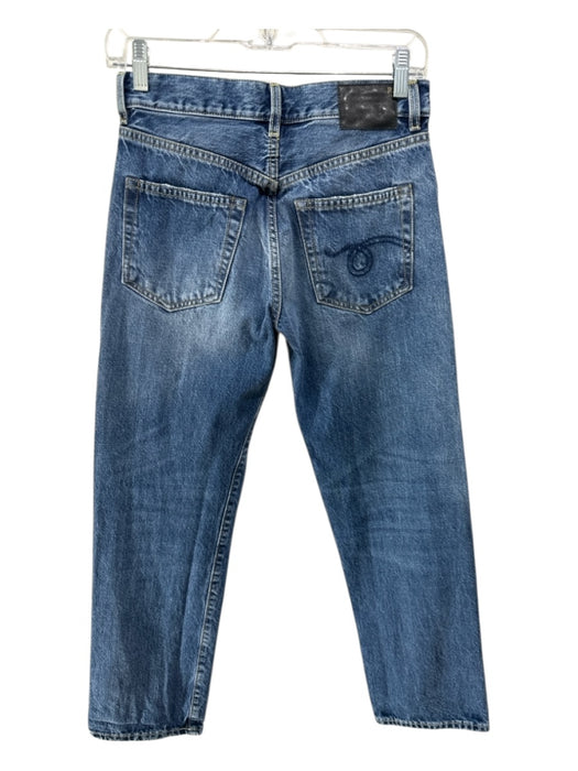 R13 Size 24 Med Wash Cotton Denim Zip & Button High Rise Faded Straight Jeans Med Wash / 24