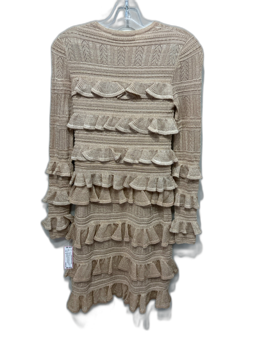 Zimmermann Size 4 Gold Viscose Blend Knit Ruffle Trim Long Sleeve Midi Skirt Set Gold / 4