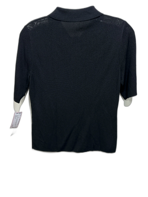 Alexis Size S Black Viscose Blend Semi Sheer Mother of Pearl Buttons Polo Top Black / S